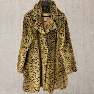 Leopard Print Faux Fur Coat - Women